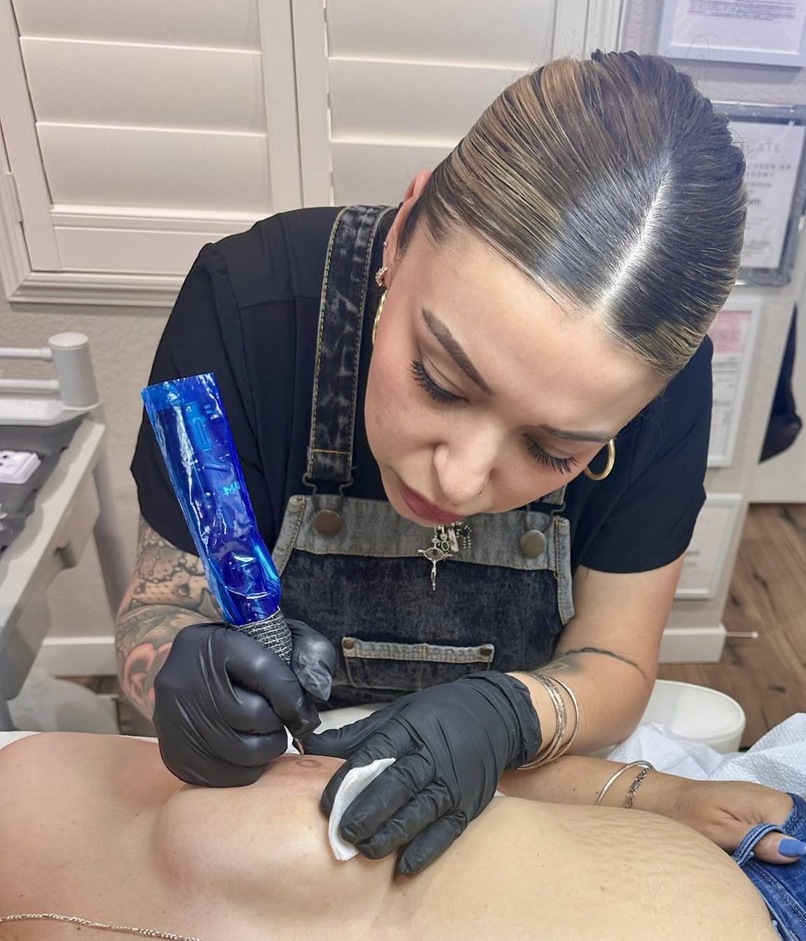 Close, careful technique during a treatment